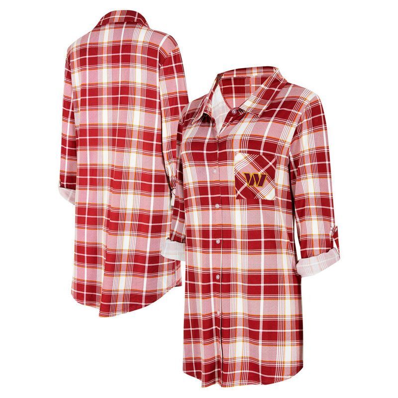 アンブランデッド レディース アンダーウェア ナイトウェア シャツ ニット Unbranded Womens Conceptsport Burgundy Washington Commanders Ashford Plaid Knit Nightshirt W