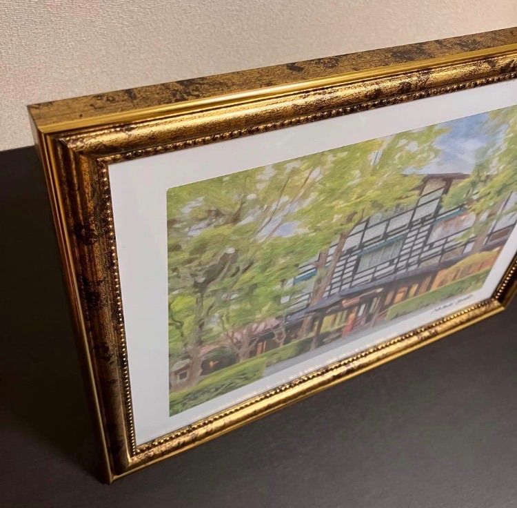 ジブリアート107 風立ちぬより「万平ホテル」額装品 額縁寸法45㎝×33