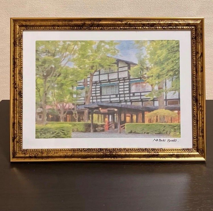 ジブリアート107 風立ちぬより「万平ホテル」額装品　額縁寸法45㎝×33㎝ ジブリアート107 風立ちぬより「万平ホテル」額装品 額縁寸法45㎝×33