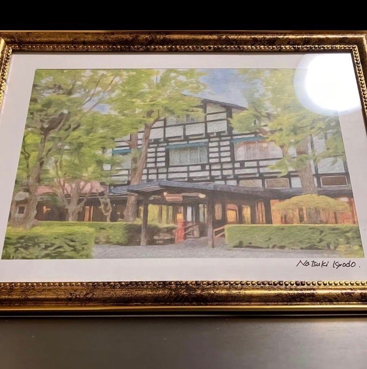 ジブリアート107 風立ちぬより「万平ホテル」額装品 額縁寸法45㎝×33