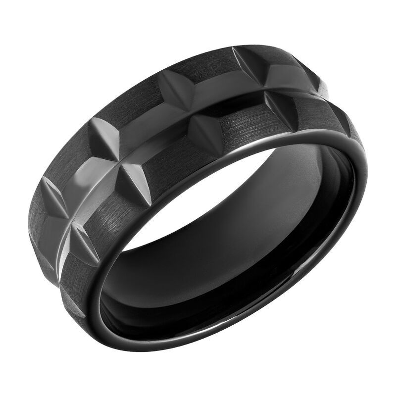 アクセサリー アンブランデッド メンズ アクセサリー リング Unbranded Mens Black Tungsten 9mm Faceted Comfort Fit Band Tungstencarbide ブラック