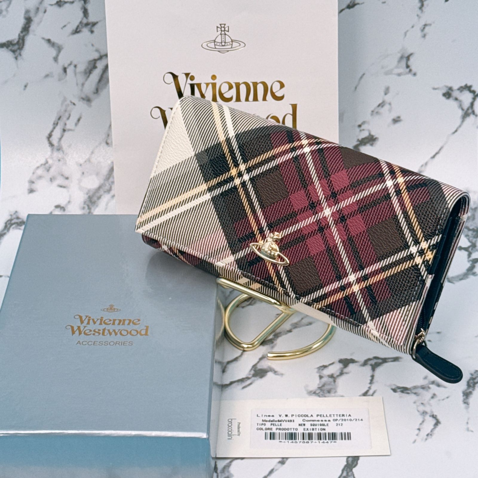 V.Westwood ヴィヴィアンウエストウッド/チェック柄マルチカラー/2つ折り長財布/Sランク/78【中古】 V.Westwood ヴィヴィアンウエストウッド/チェック柄マルチカラー/2
