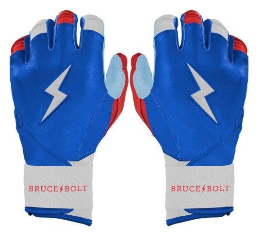 ブルースボルト　野球　ソフトボール　バッティンググローブ　ロングカフ　レッド、ホワイトアンドブルー　Bear Series Long Cuff Batting Gloves - Red, White & Blue