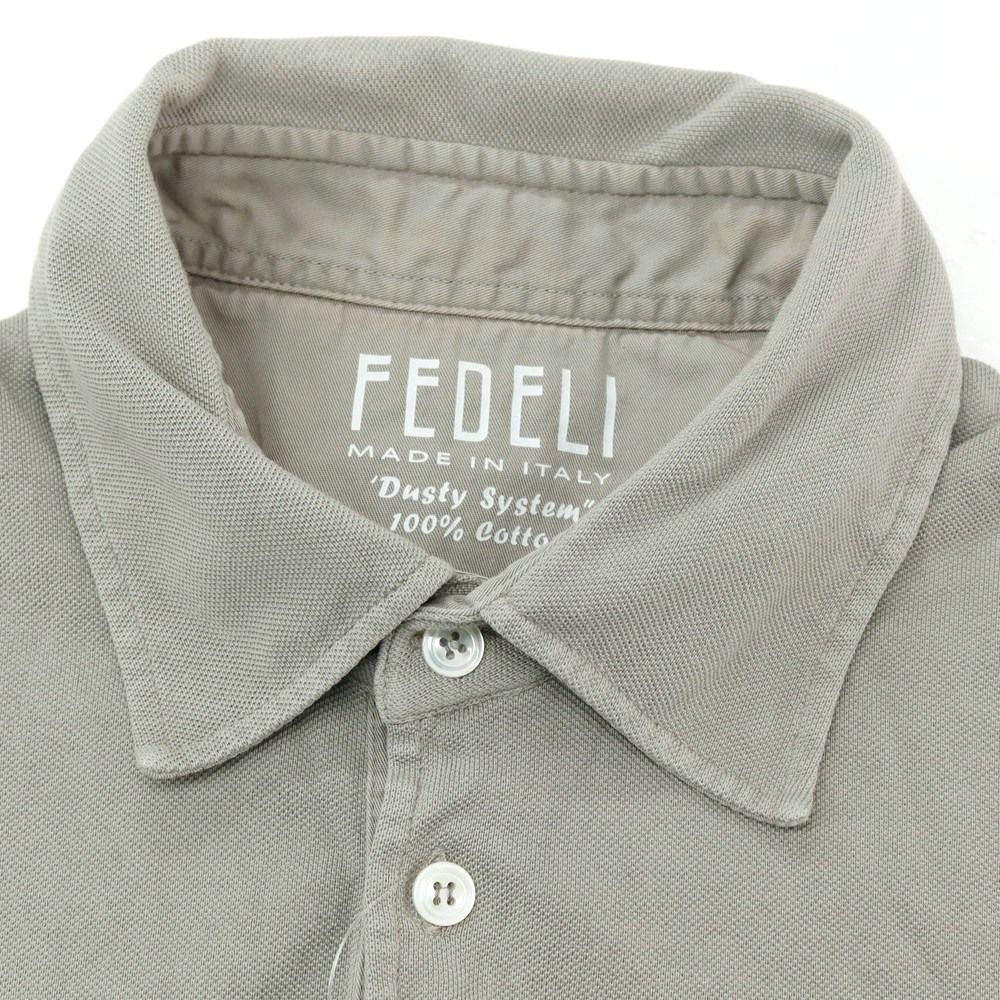 中古】フェデーリ FEDELI コットン 鹿の子 半袖ポロシャツ グレージュ