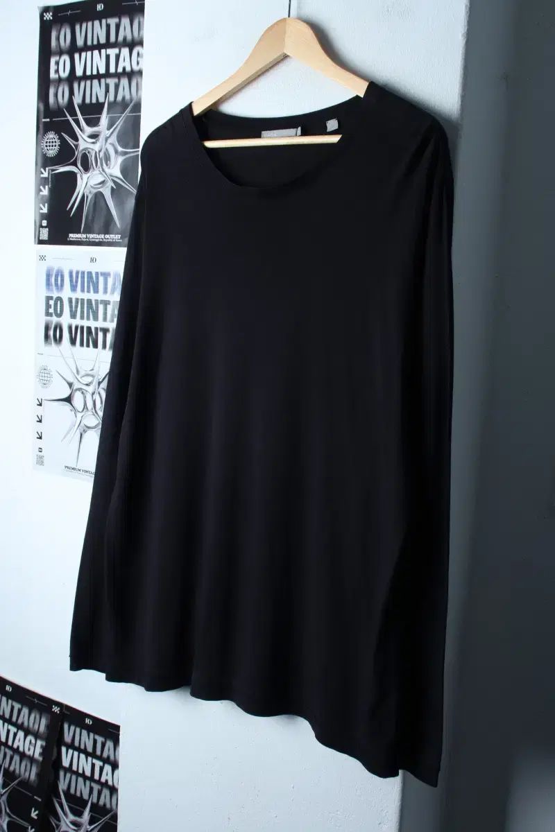 トップス (XL-3XL) ヴィンス 長袖Tシャツ オーバーサイズ ブラック 無地-1819D