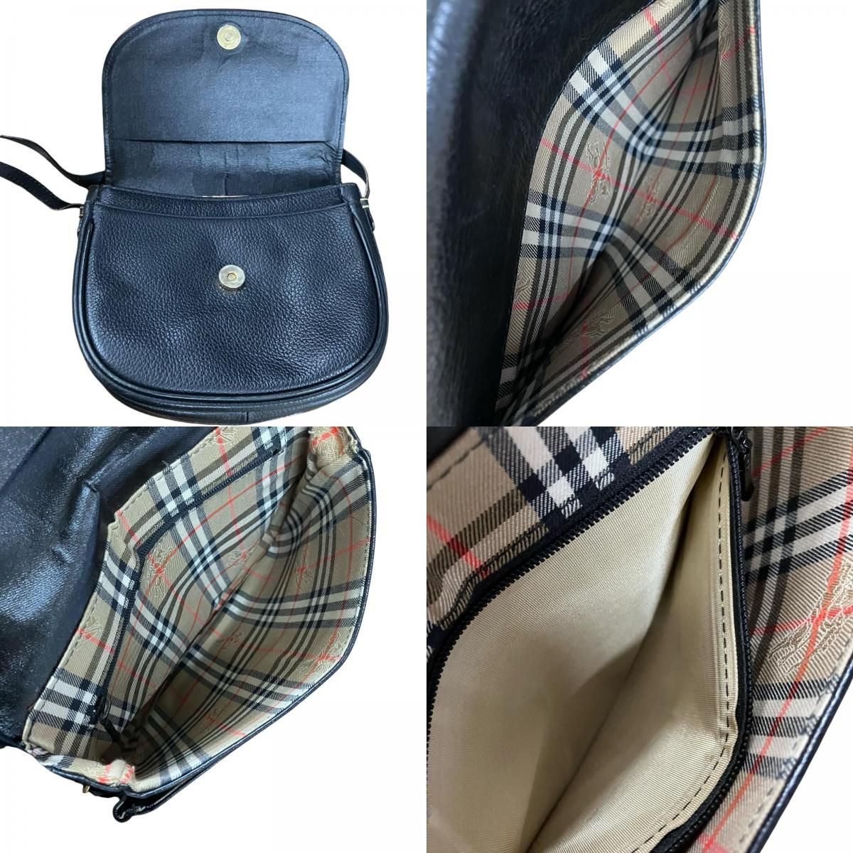 180053 現状品 BURBERRY バーバリー ショルダーバッグ ブラック レザー 