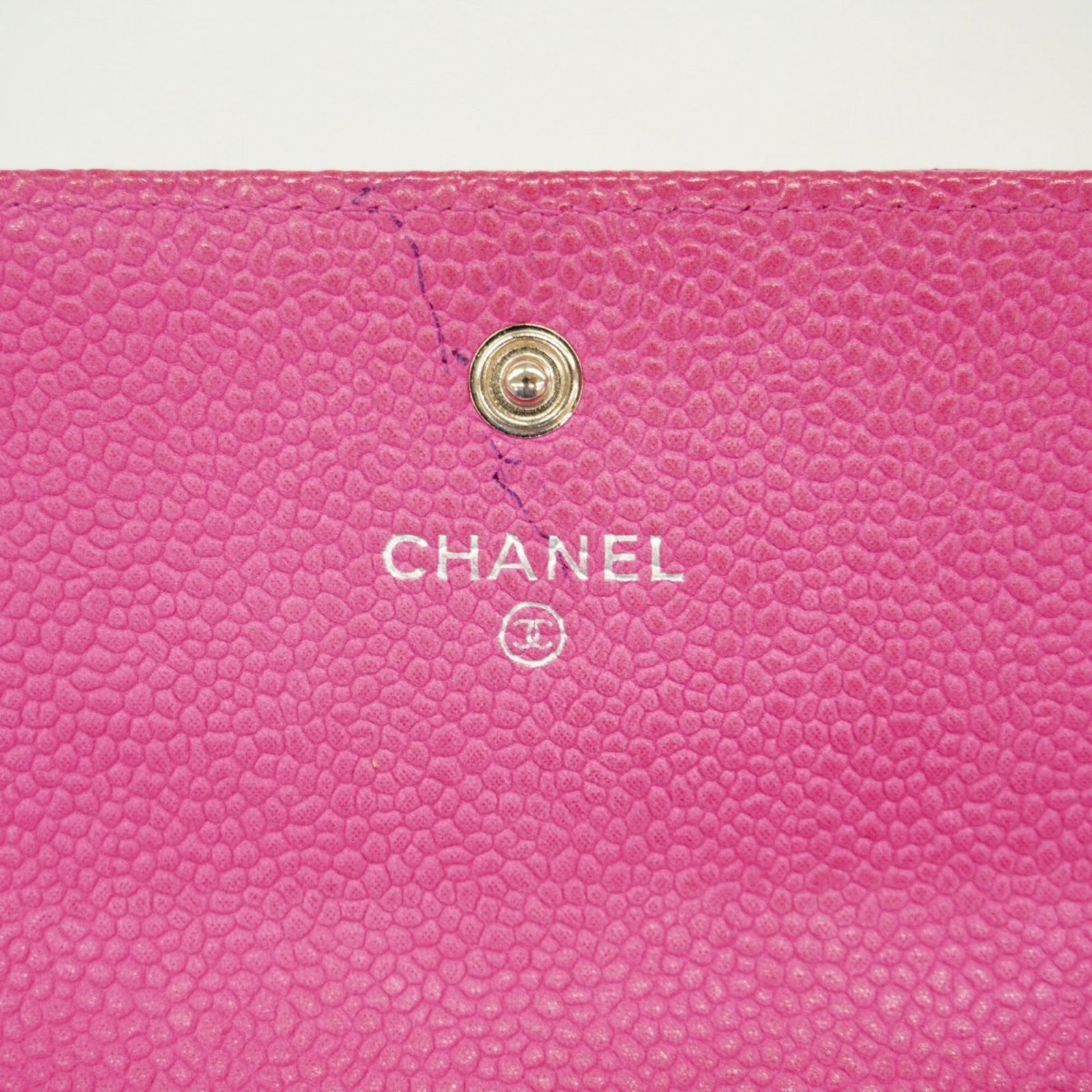 シャネル(Chanel) シャネル 長財布 マトラッセ キャビアスキン ピンク