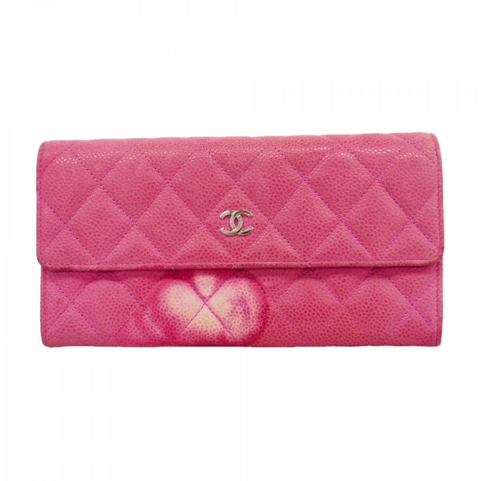 シャネル(Chanel) シャネル 長財布 マトラッセ キャビアスキン ピンク