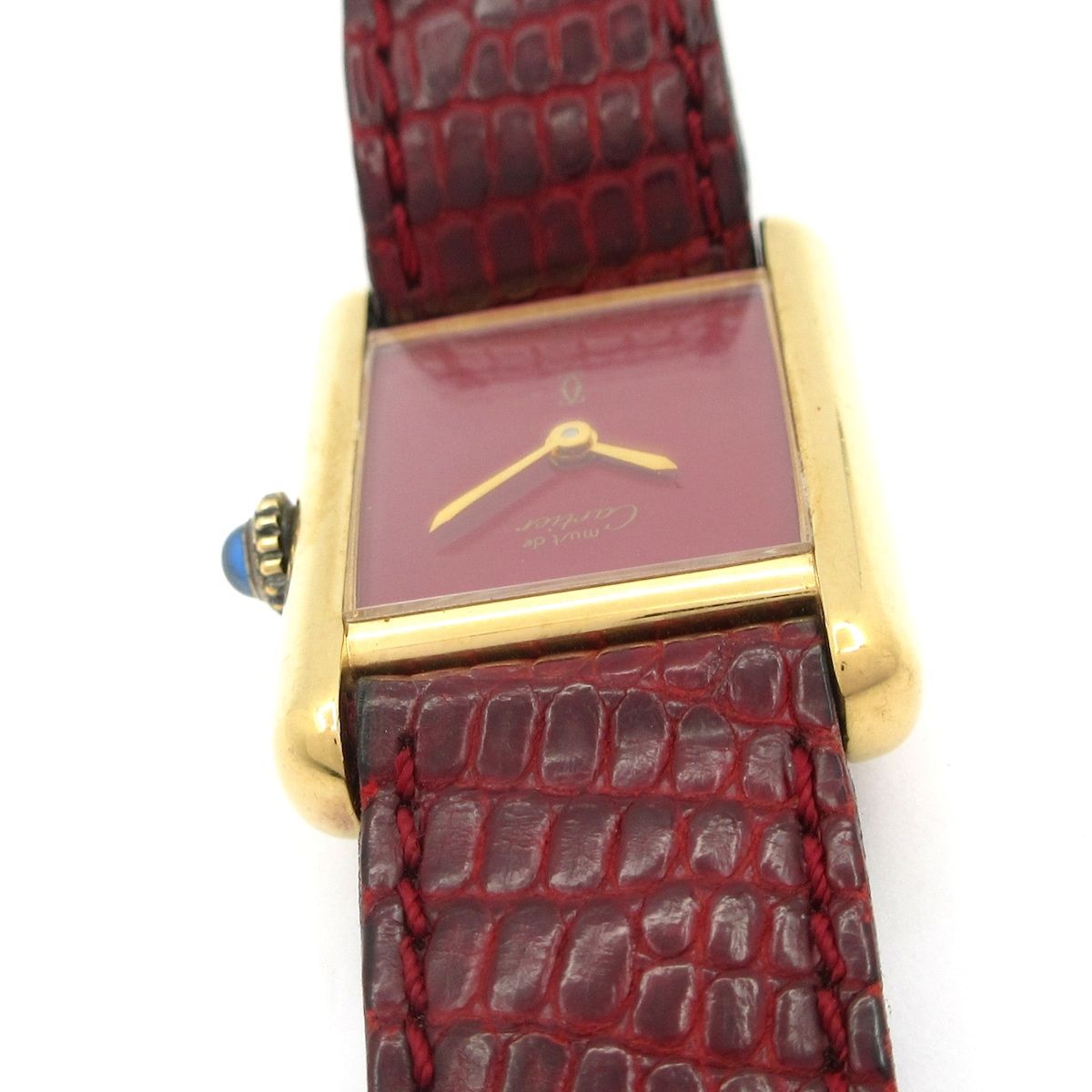 Cartier(カルティエ) 腕時計 マストタンク レディース 925/リザードベルト ボルドー Cartier(カルティエ) 腕時計 マストタンク レディース 925/リザード