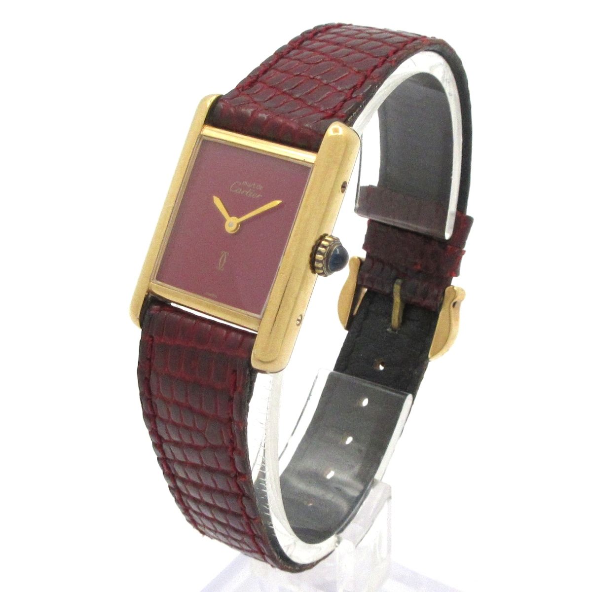 Cartier(カルティエ) 腕時計 マストタンク レディース 925/リザードベルト ボルドー Cartier(カルティエ) 腕時計 マストタンク レディース 925/リザード