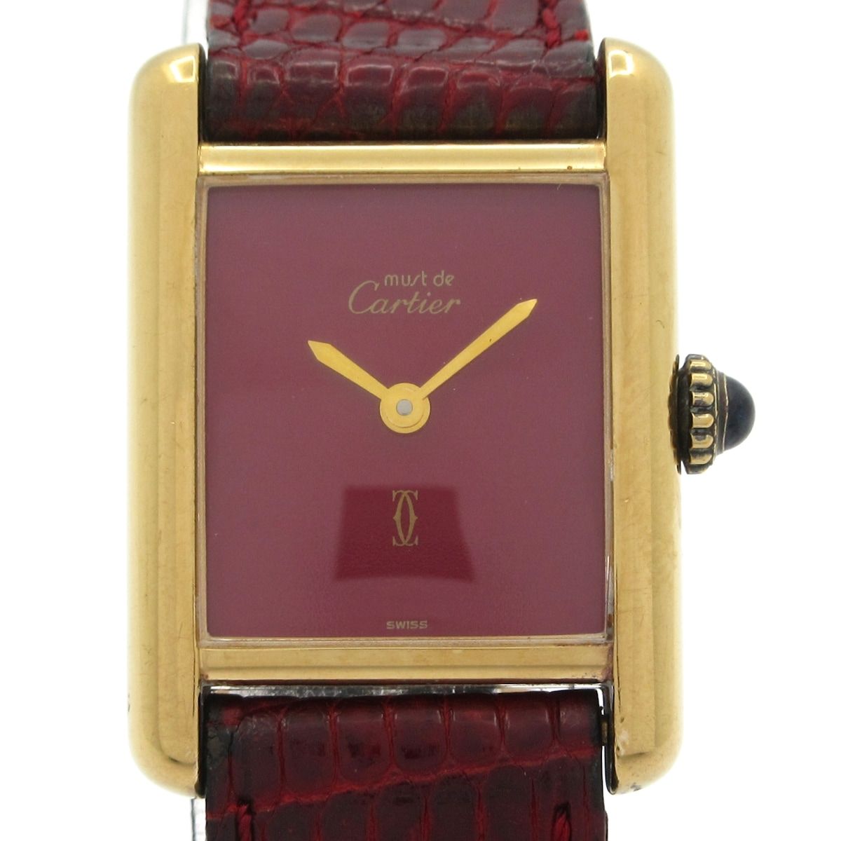 Cartier(カルティエ) 腕時計 マストタンク レディース 925/リザードベルト ボルドー Cartier(カルティエ) 腕時計 マストタンク レディース 925/リザード