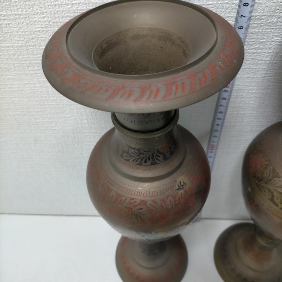 金属製 花器 2点セット フラワーベース 壺 オブジェ アンティーク調