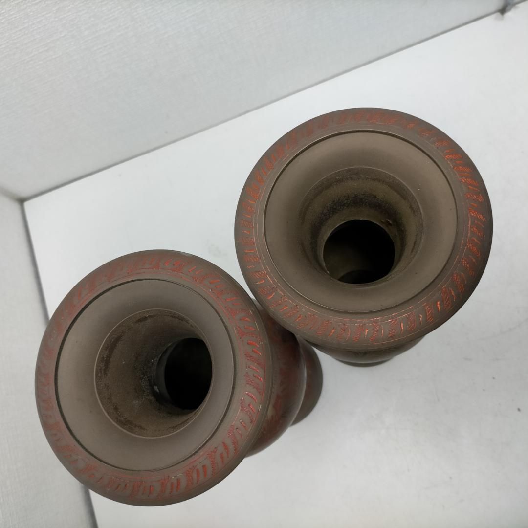金属製 花器 2点セット フラワーベース 壺 オブジェ アンティーク調