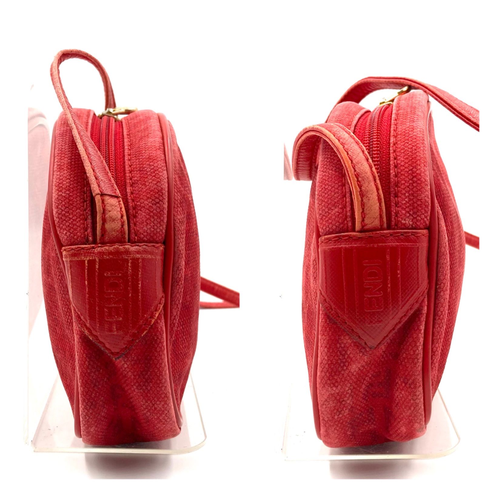 レディース ヴィンテージ FENDI フェンディレザーショルダーバッグ 赤
