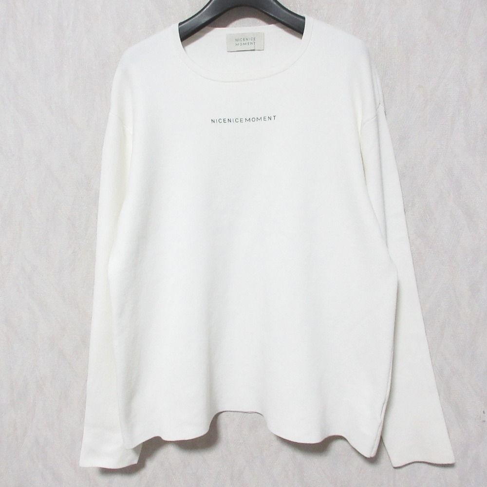 NICENICE MOMENT ニット・セーター M 白 【古着】【中古】【送料無料】 美品 NICENICE MOMENT ナイスナイスモーメント プリントトップス