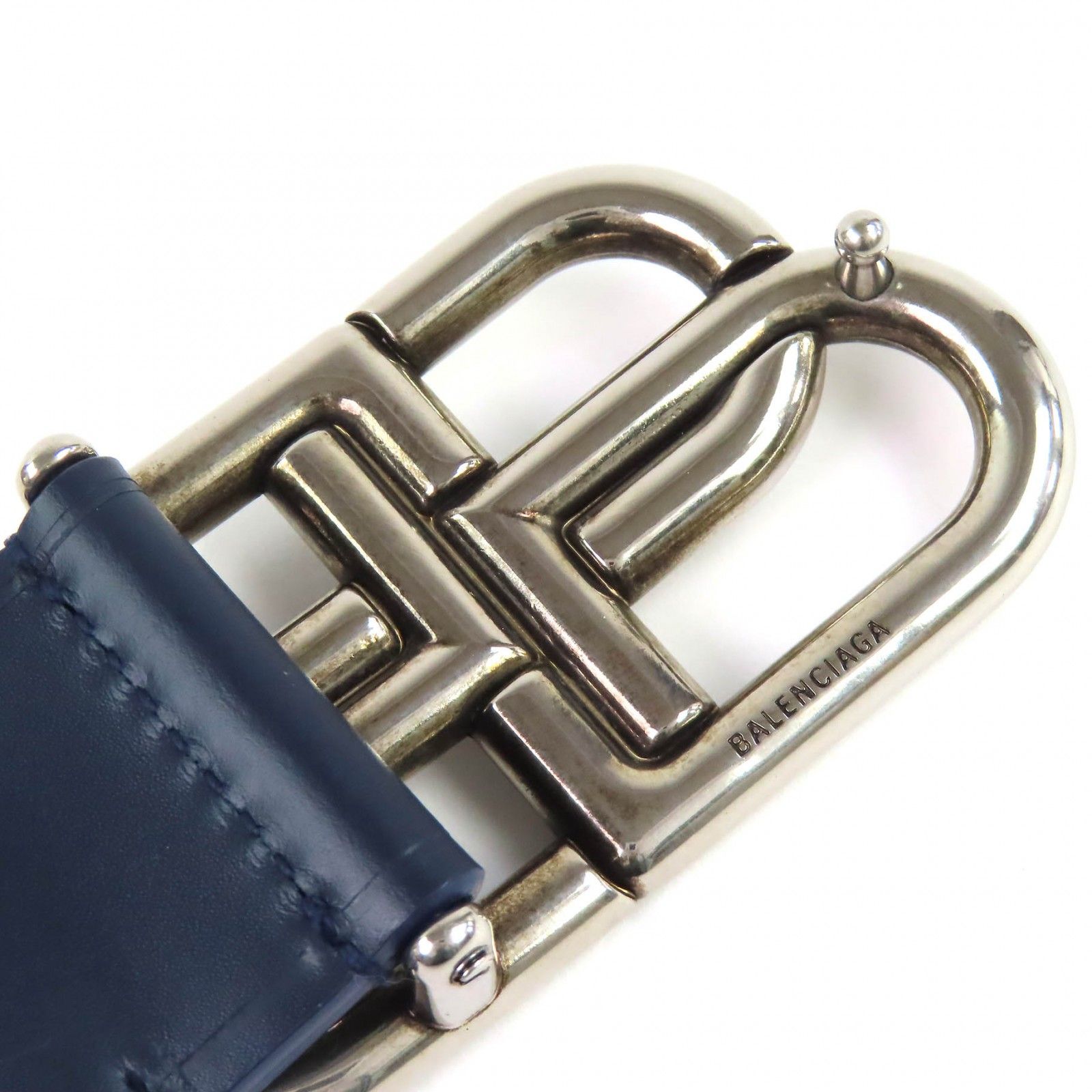 極美品△BALENCIAGA バレンシアガ 570370 BBロゴメタルバックル レザー
