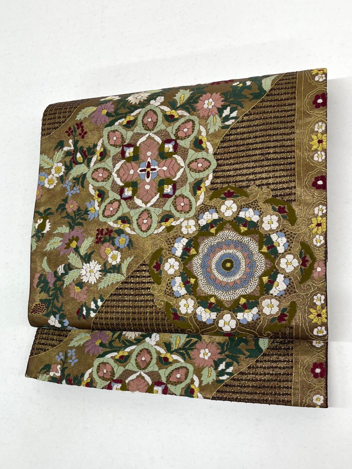 蘇州刺繍 相良刺繍 汕頭刺繍 袋帯 華蜀江 立涌 カラー芯 金糸 正絹 六 