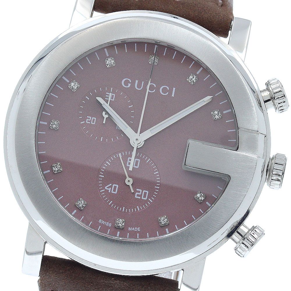 グッチ GUCCI 101M/YA101344 Gラウンド 11Pダイヤ クロノグラフ クォーツ メンズ 良品 _949670 グッチ GUCCI 101M/YA101344 Gラウンド 11Pダイヤ クロノグラフ