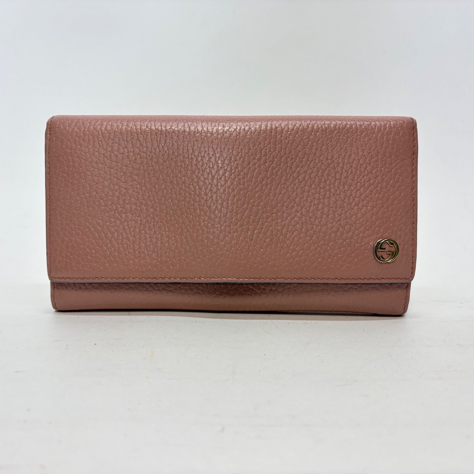 3924 GUCCI グッチ 長財布 ピンクベージュ インターロッキング 