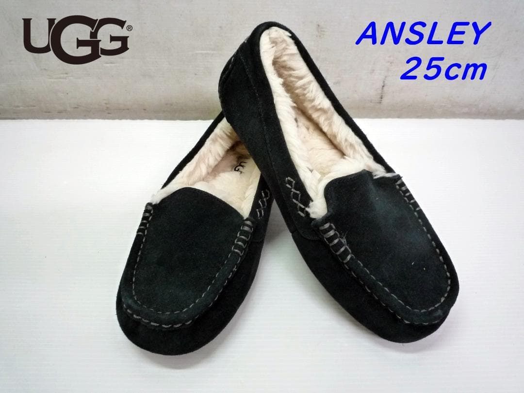 UGG アグ ANSLEY アンスレー ブラック 25cm モカシン ムートン