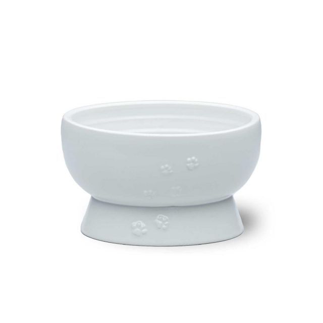 【送料無料】猫壱 猫用 脚付ボウル 美濃焼 日本製(ホワイト, ウォーター) 電子レンジ＆食器洗浄機対応
