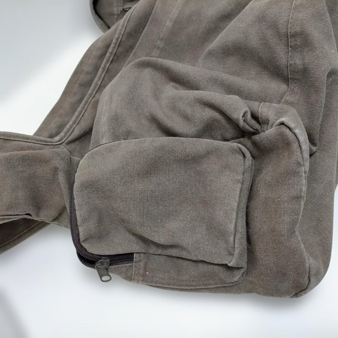 FABRIC CONNECTION キャンバスショルダーバッグ カーキ系 多ポケット仕様 斜め掛け対応 大容量 軽量 カジュアル 通勤 通学 アウトドア 普段使い ユニセックス 260224-10A