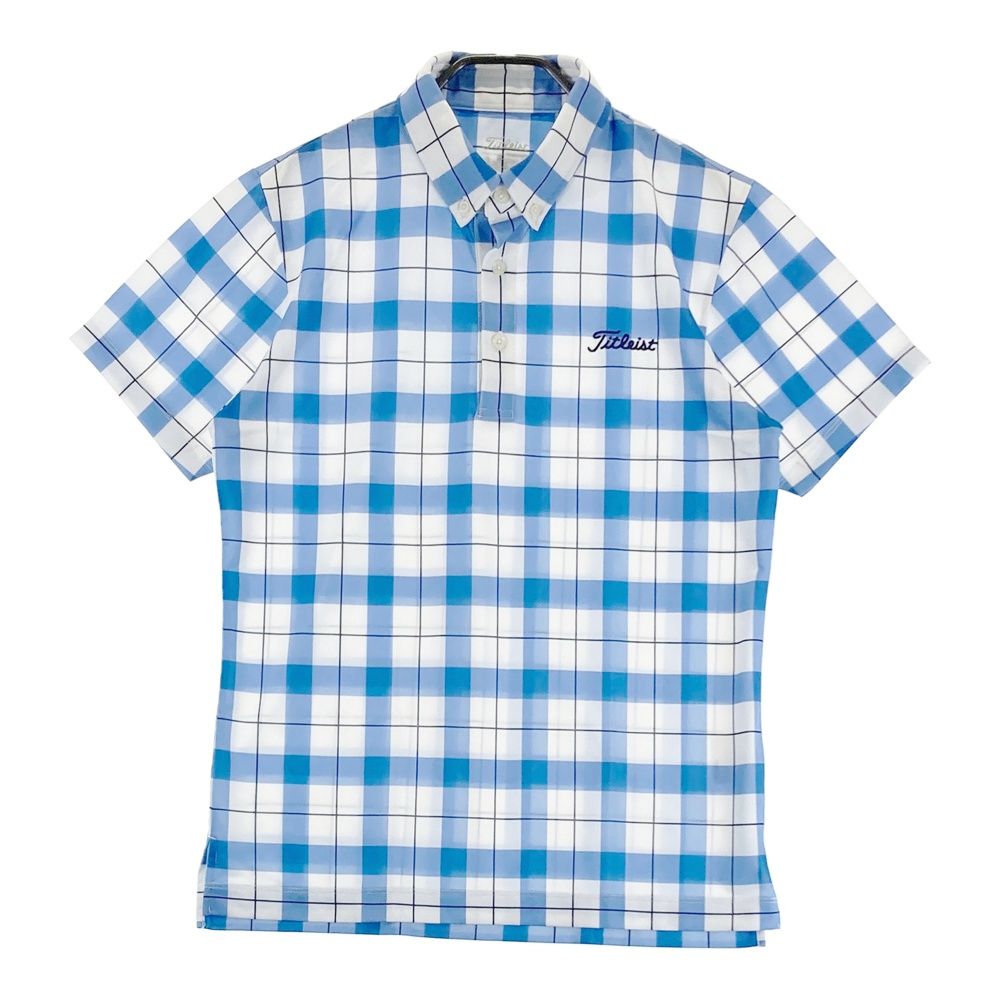 Size: M TITLEIST Titleist Short Sleeve Polo Shirt Button Down Plaid Blue [240101663802] Golf Wear Mens Storst