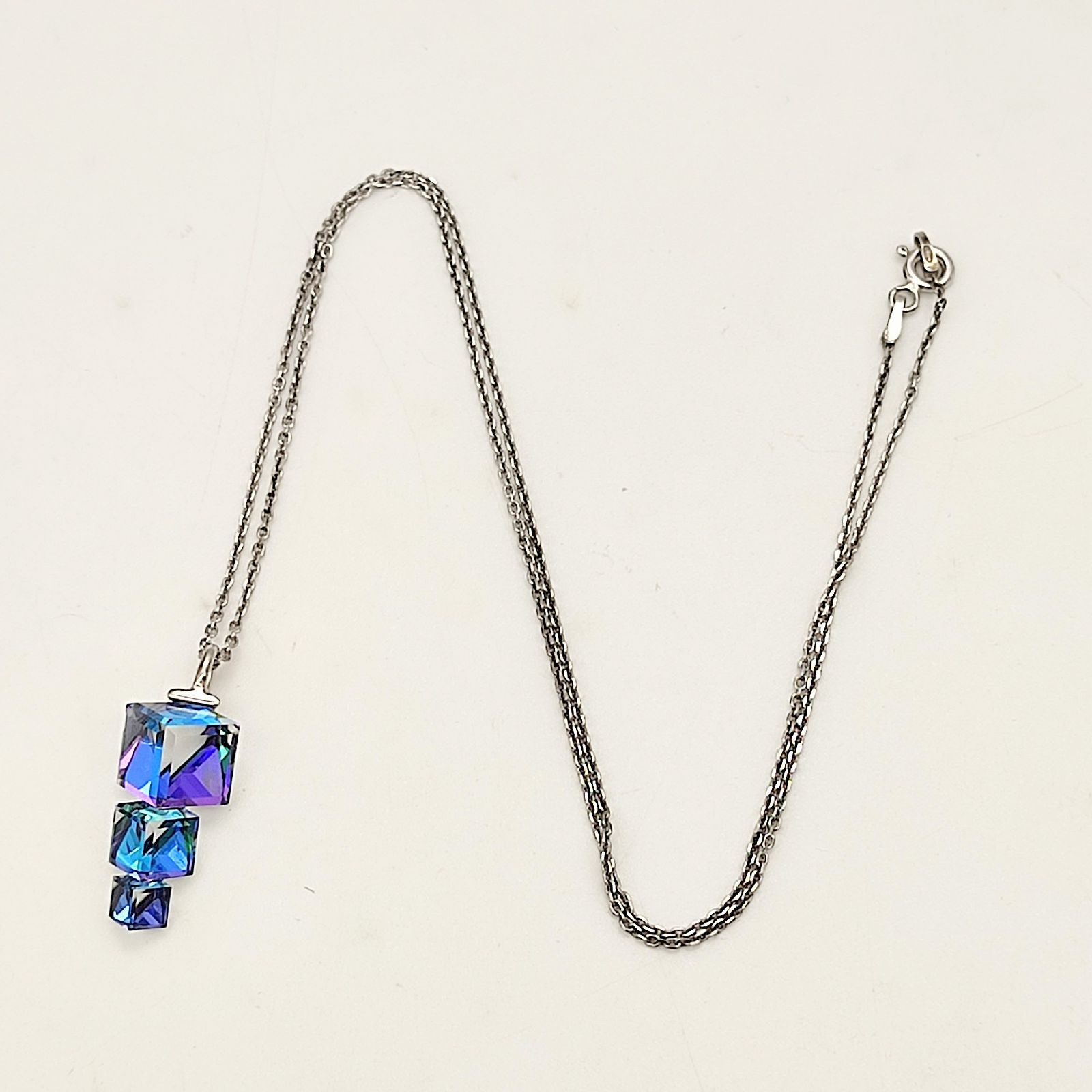 美品】PRECIOSA プレシオサ キューブクリスタルネックレス SILVER 