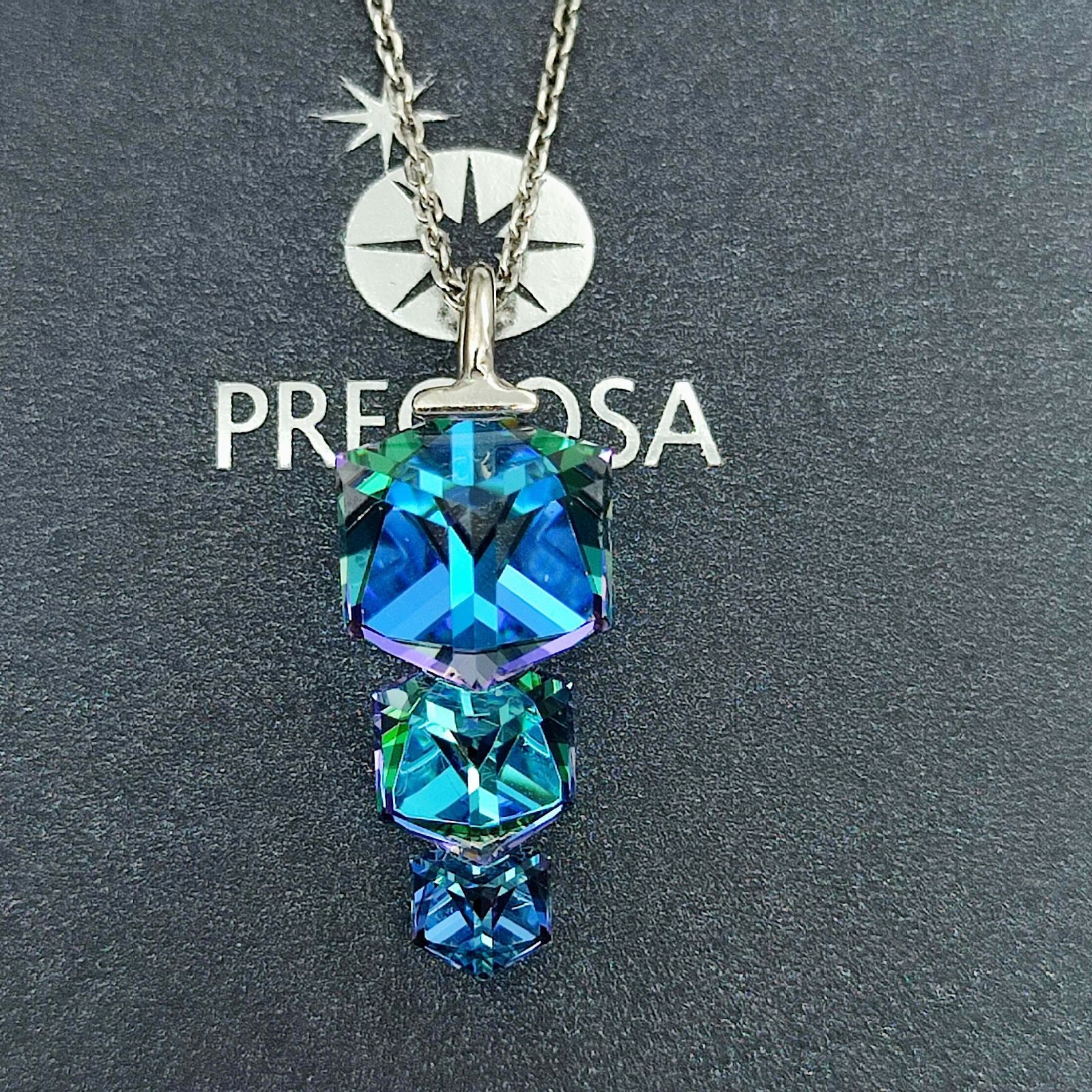 美品】PRECIOSA プレシオサ キューブクリスタルネックレス SILVER 