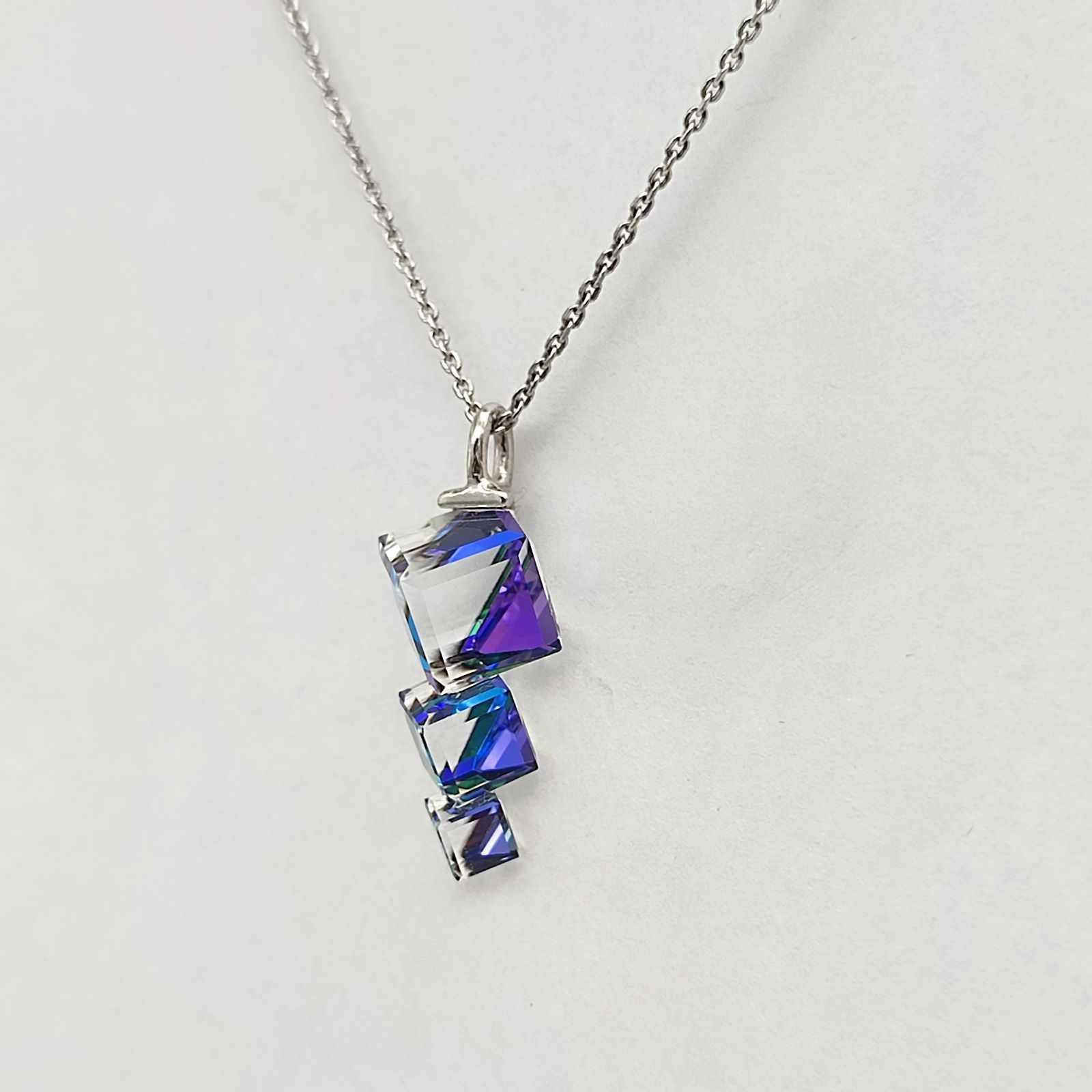 美品】PRECIOSA プレシオサ キューブクリスタルネックレス SILVER 