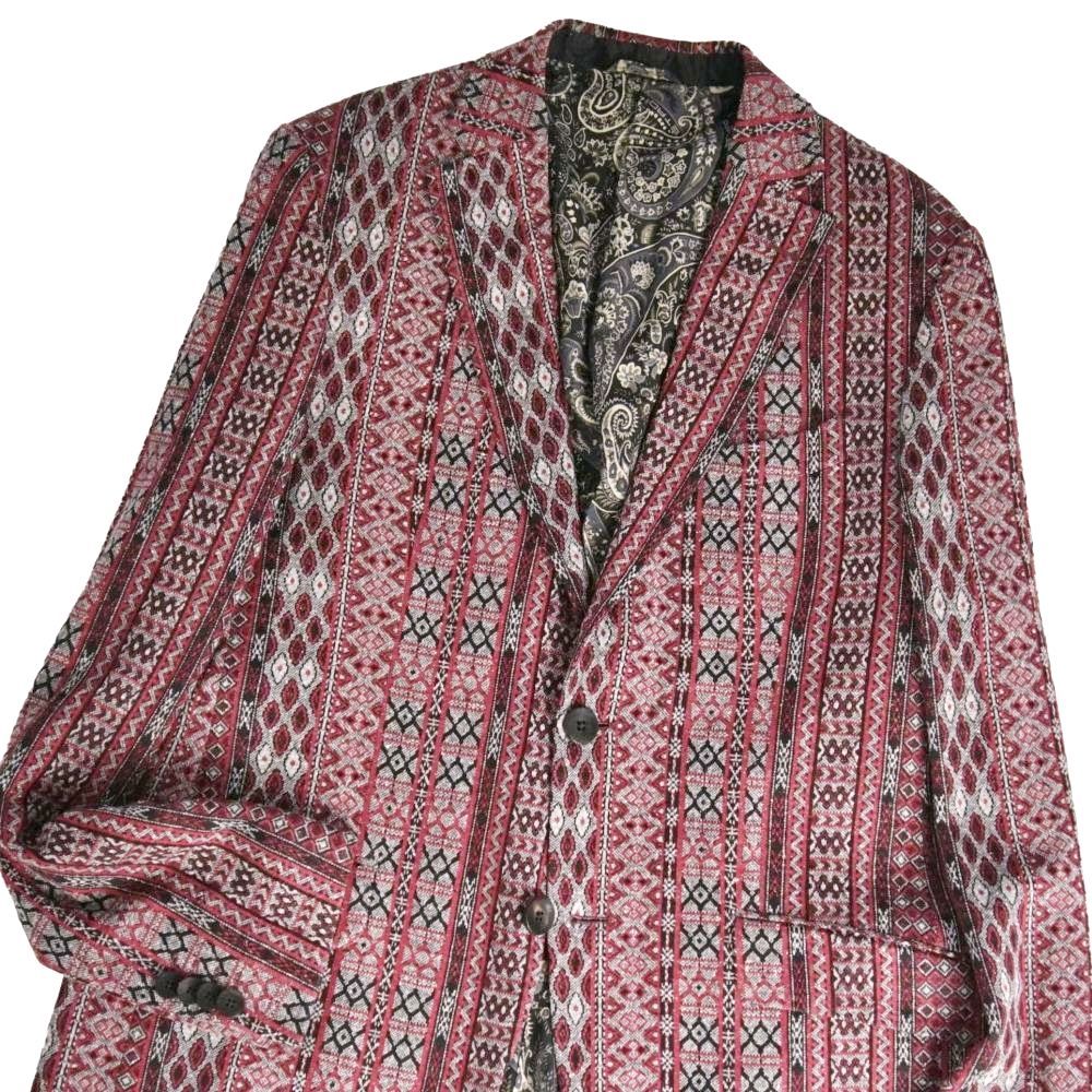 極美品 エトロ ETRO ジャケット テーラード 総柄 リネン シルク