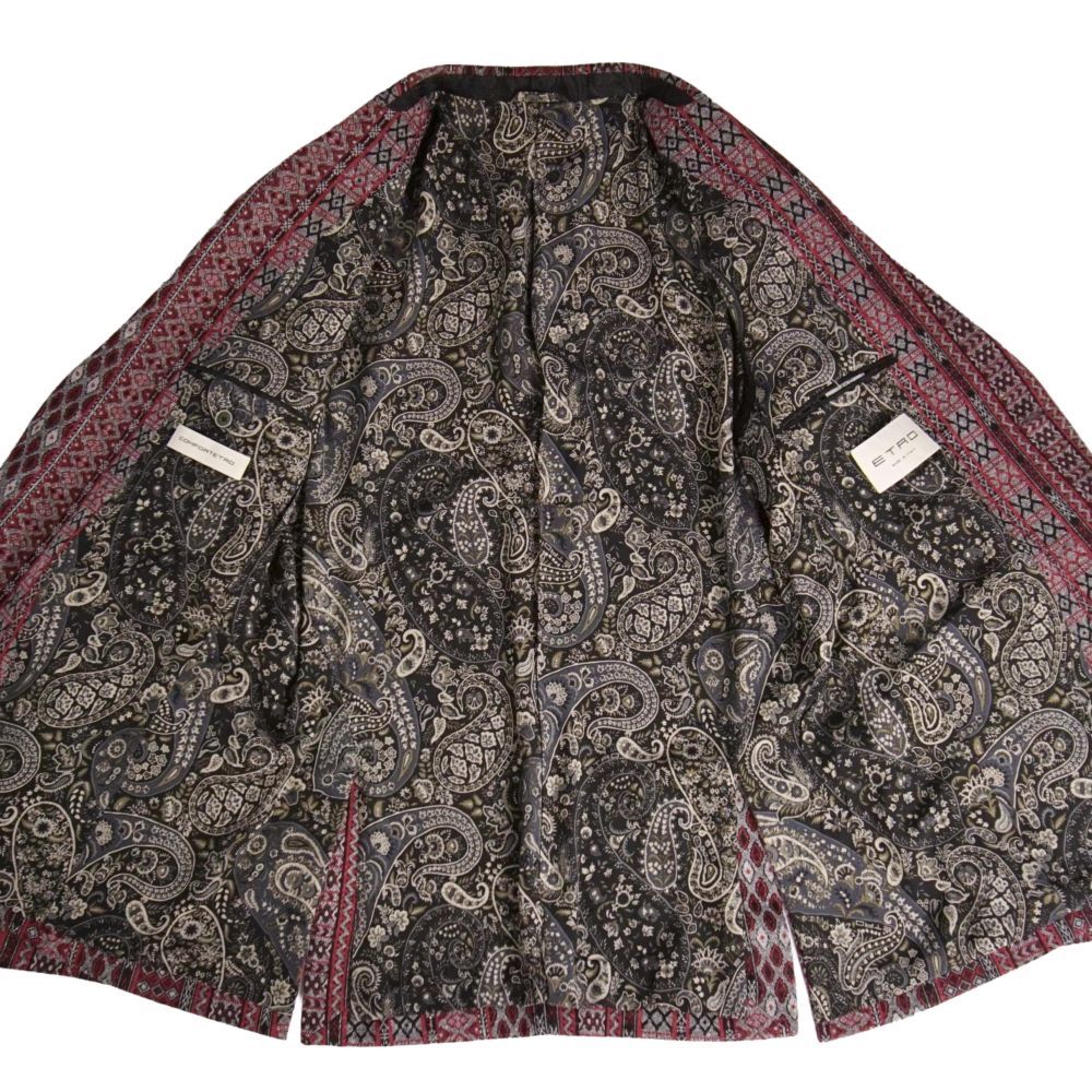 極美品 エトロ ETRO ジャケット テーラード 総柄 リネン シルク
