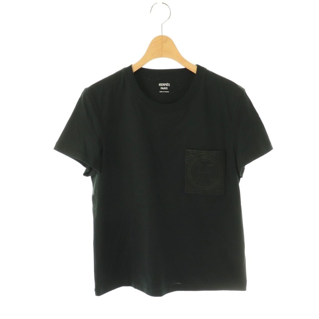 【新品】  HERMES / エルメス | T-SHIRT DROIT POCHE BRODEE カットソー | 38 | ブラック | レディース Hermes Droit Poche Brodee T-shirt Noir 38 – The Luxury Flavor