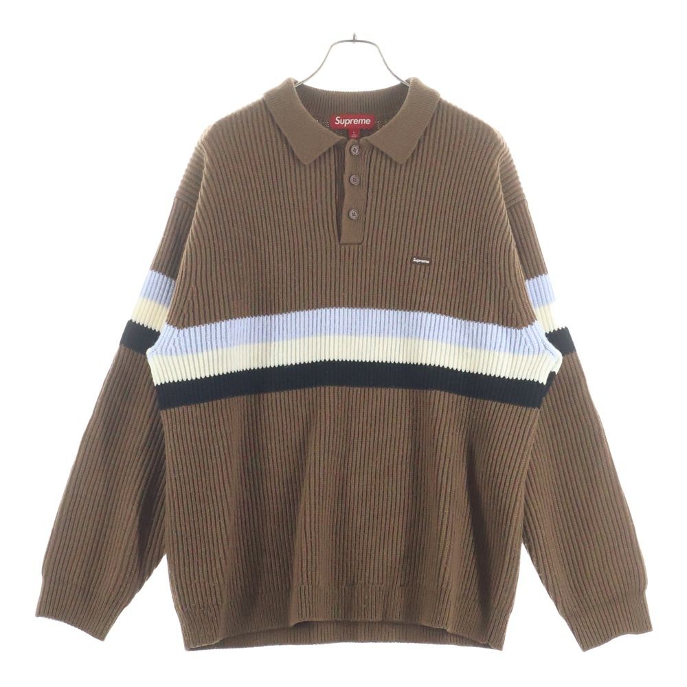 SUPREME シュプリーム 23AW Small Box Polo Sweater スモールボックスポロ セーター ブラウン SUPREME (シュプリーム) 23AW Small Box Polo Sweater スモール