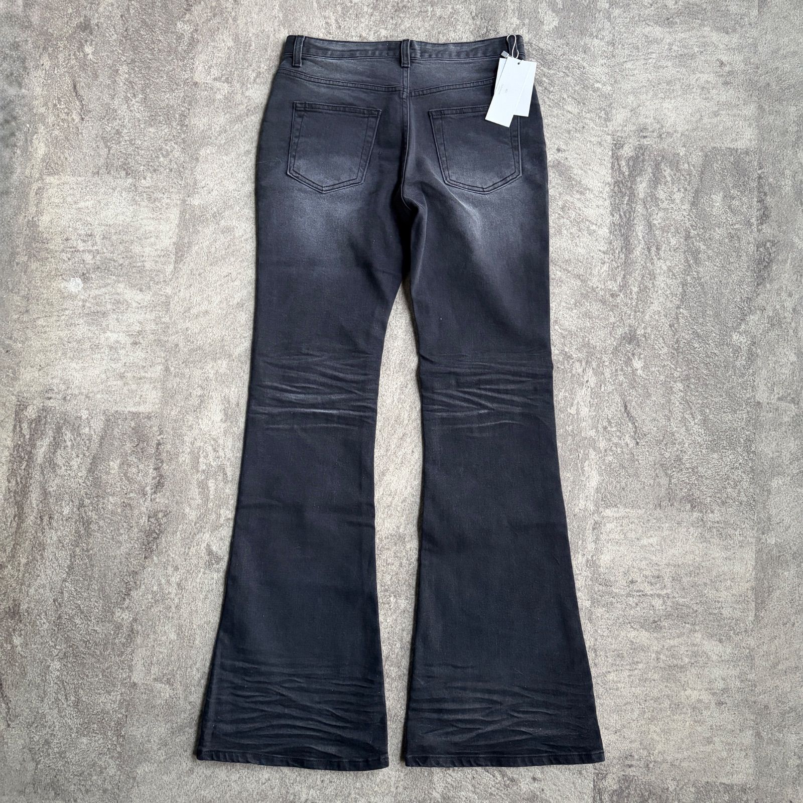 undermycar】Mu.114 Original Logo WASHED Slim FLARE JEANS BLK