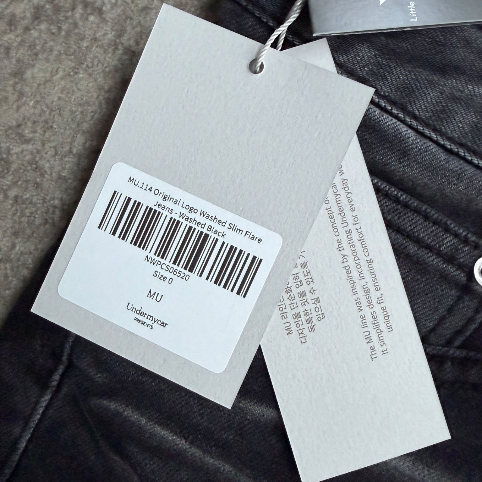 undermycar】Mu.114 Original Logo WASHED Slim FLARE JEANS BLK