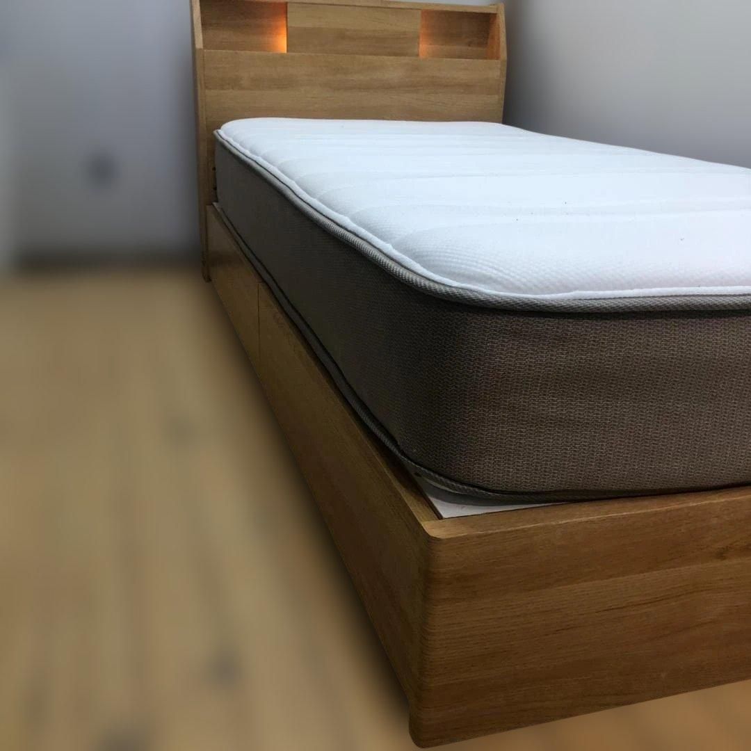 美品 ニトリ ジオ系 シングルベッド 収納付き 引き出し LED照明 