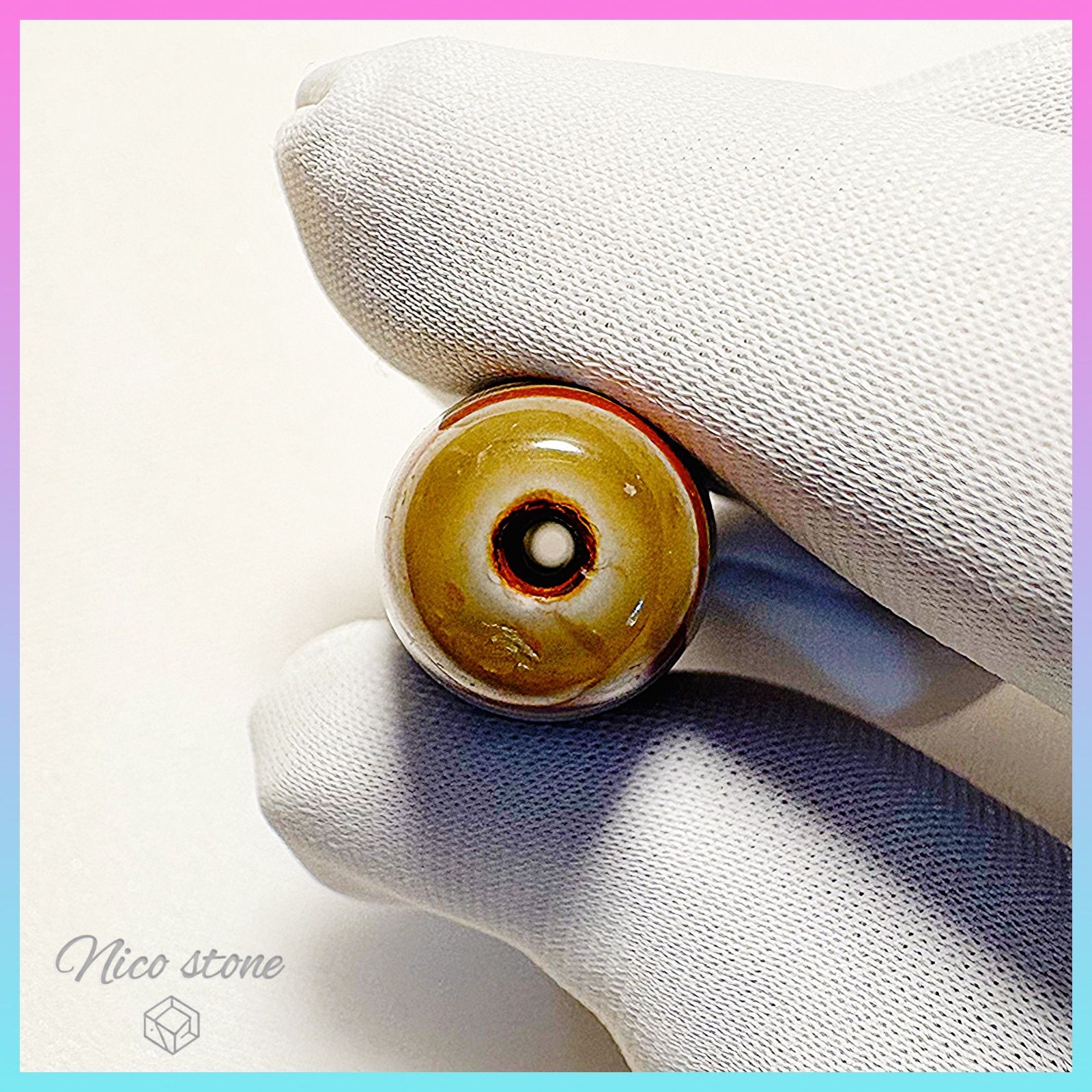 天珠の王・至高の逸品】プレミアム老礦石 龍眼天珠 15×50mm（黒鳶赤紋
