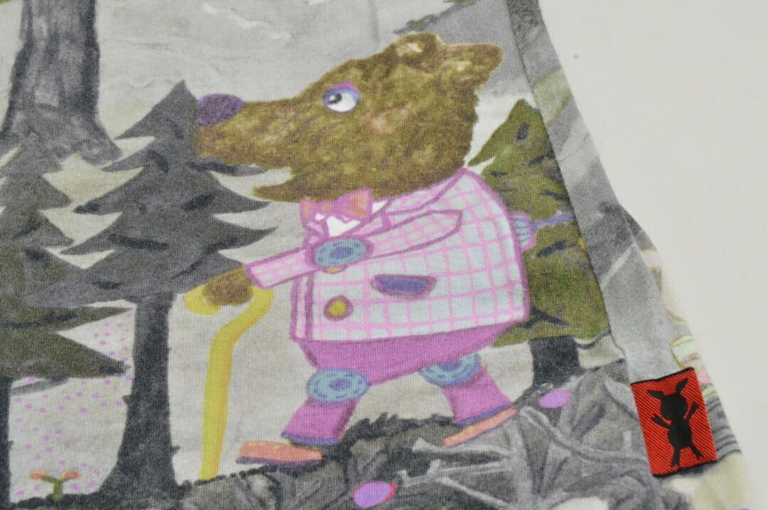 美品✨アルベロベロ　異素材切替　ジャケット　ぶたさん　ロゴボタン　動物柄　日本製 新作ウエア 美品✨アルベロベロ 異素材切替 ジャケット ぶたさん ロゴ