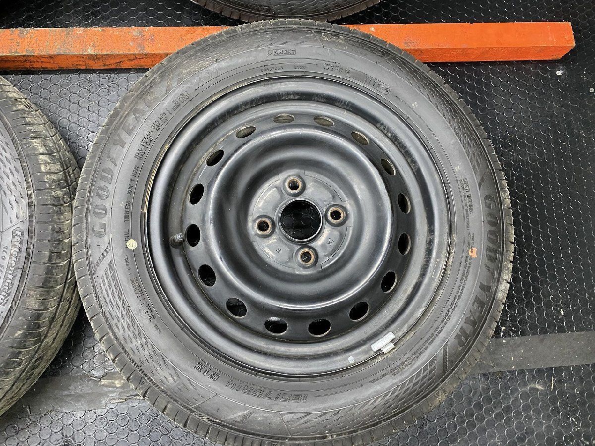 タイヤ走行短め【GY EG02 165/70R14】夏タイヤ【スチールホイール 14