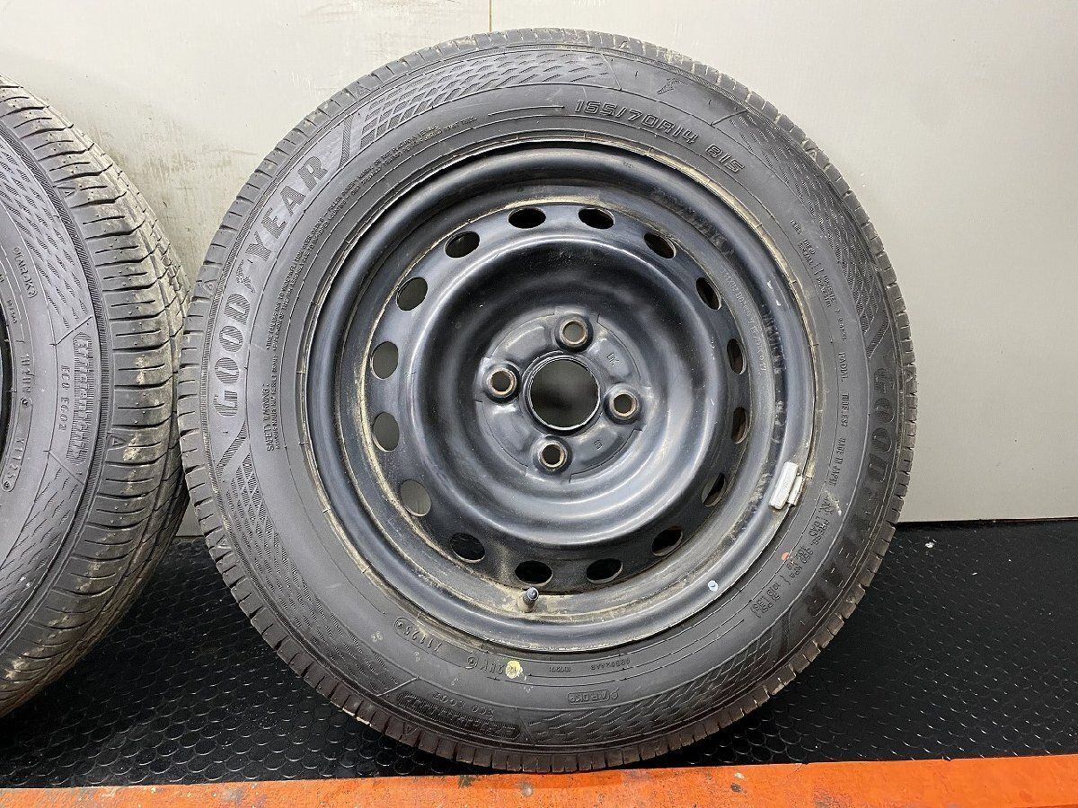 タイヤ走行短め【GY EG02 165/70R14】夏タイヤ【スチールホイール 14