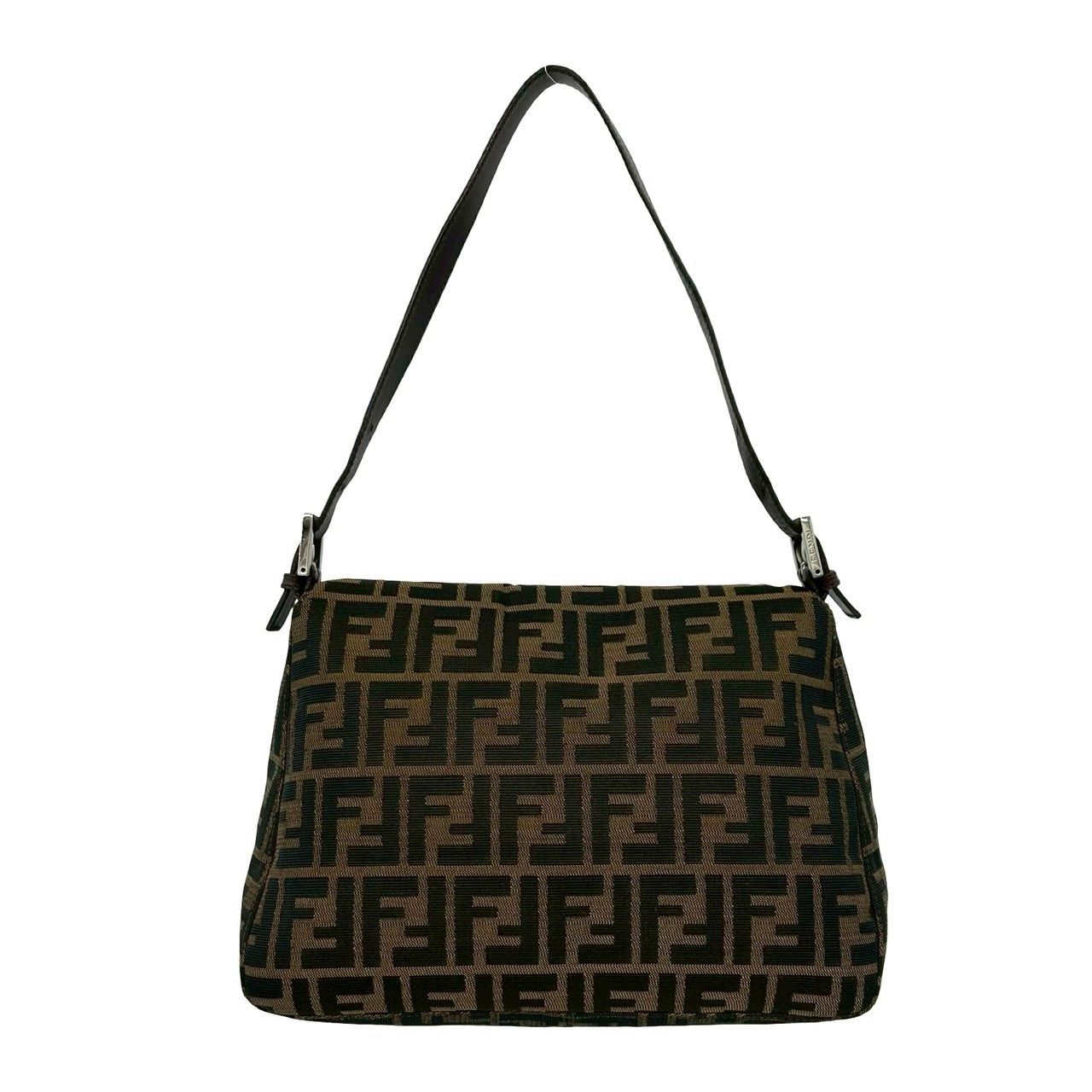 極 美品 FENDI フェンディ マンマバケット ズッカ FF ロゴ 金具 キャンバス レザー 本革 セミ ワン ショルダーバッグ ブラウン 34958 極 美品 FENDI フェンディ マンマバケット ズッカ FF ロゴ 金具
