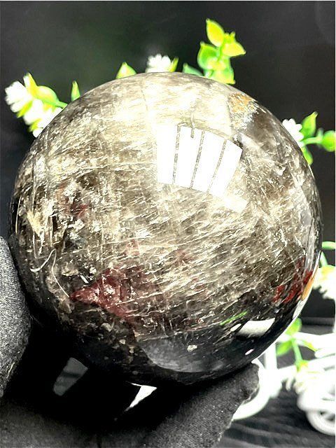 1410g AAA級【魔除け】◇天然モリオン(黒水晶）丸玉B91C1/165C02C