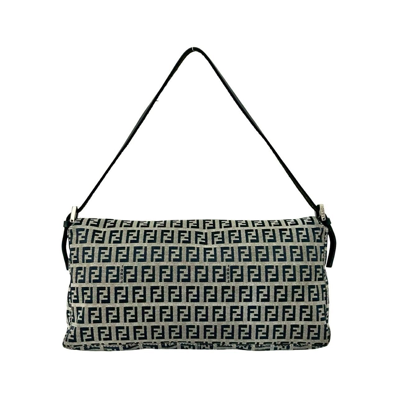 極 美品 FENDI フェンディ ズッキーノ 柄 FF ロゴ 金具 レザー 本革 