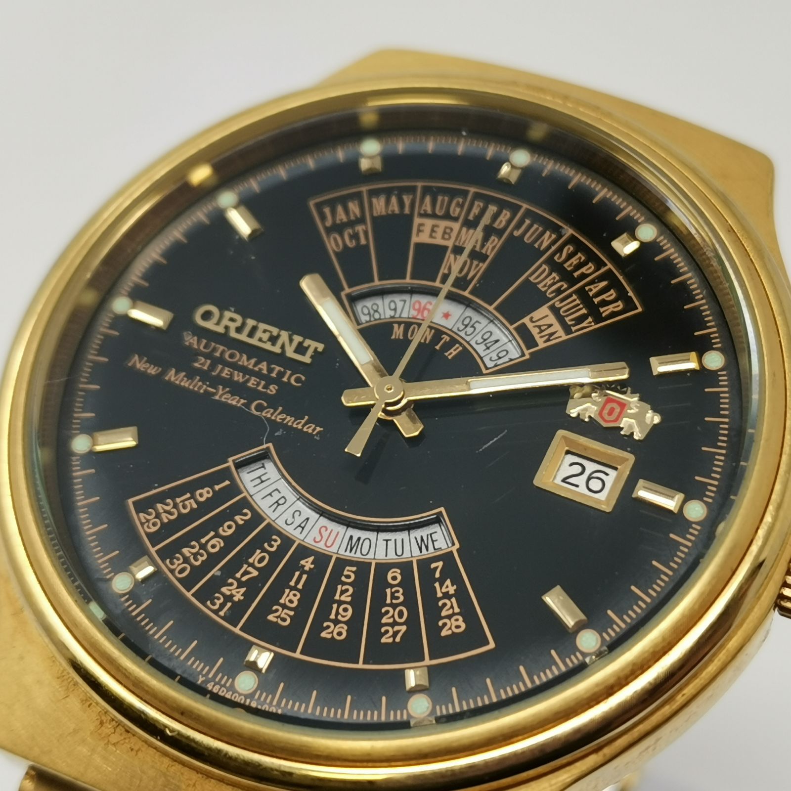 ORIENT Orient Automatic Mens Watch, Perpetual Calendar, Gold Dial, Black, Working Item, 46D901-91, Control Number: KKVHAKO 197