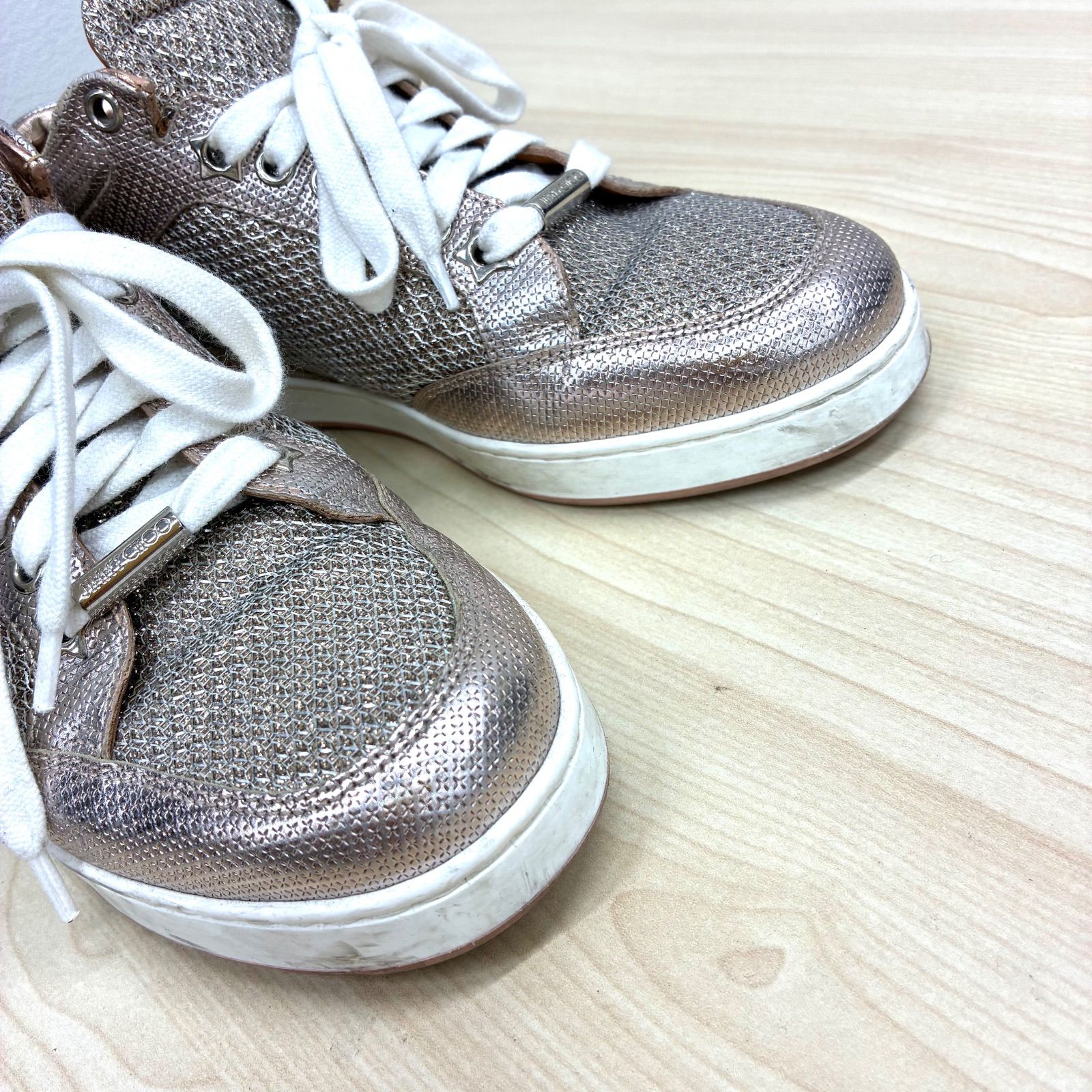 ジミーチュウ JIMMY CHOO】マイアミスニーカー ピンクゴールド 35 