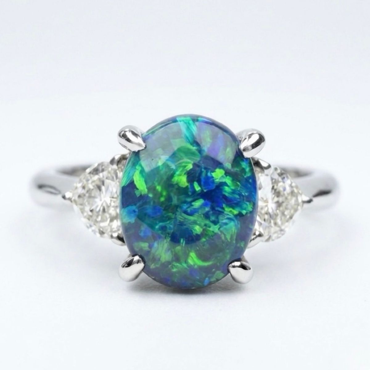 Pt900 ブラックオパール1.22ct ダイヤモンド0.334ct リング - メルカリ