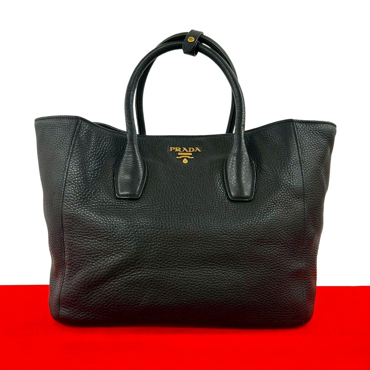 美品 PRADA トートバッグ ハンドバッグ プラダ 三角プレート 極 美品 