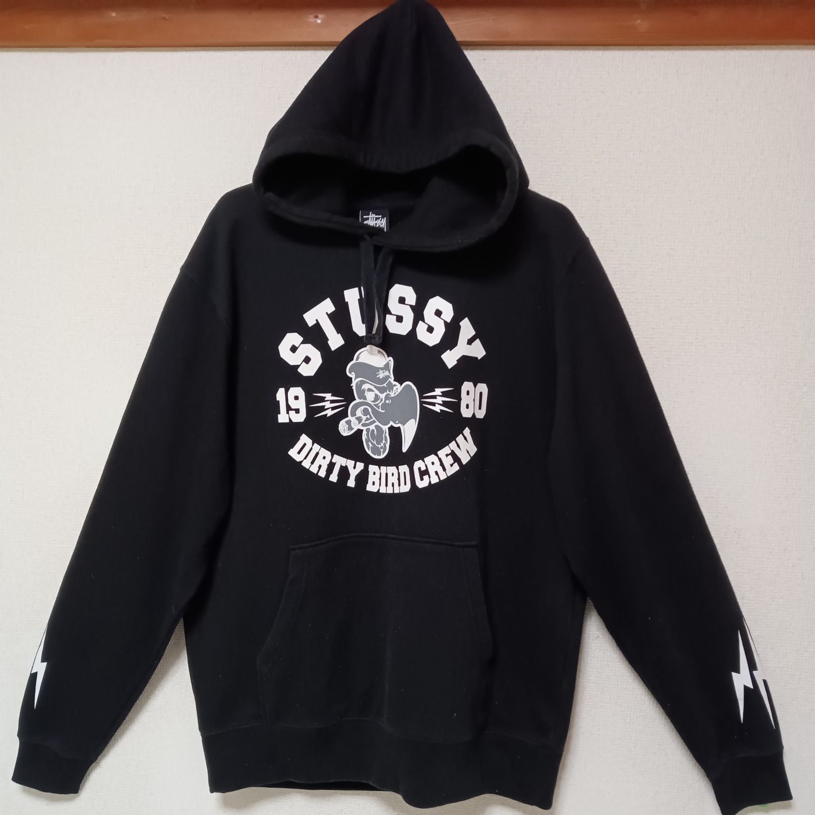 STUSSY ステューシー パーカー ブラック L デカロゴ ワールドツアー 