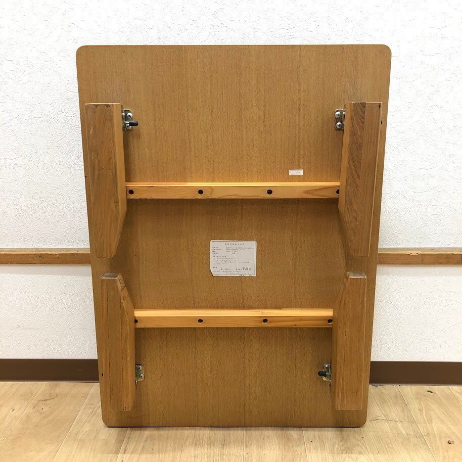ss8512　折りたたみ ローテーブル ナチュラル 75×59cm マガジンラック付 長方形 折れ足 座卓 木製 スクエア 千趣会 リビングテーブル センターテーブル 中古 ss8512 【中古】 折りたたみ ローテーブル ナチュラル 75×59cm